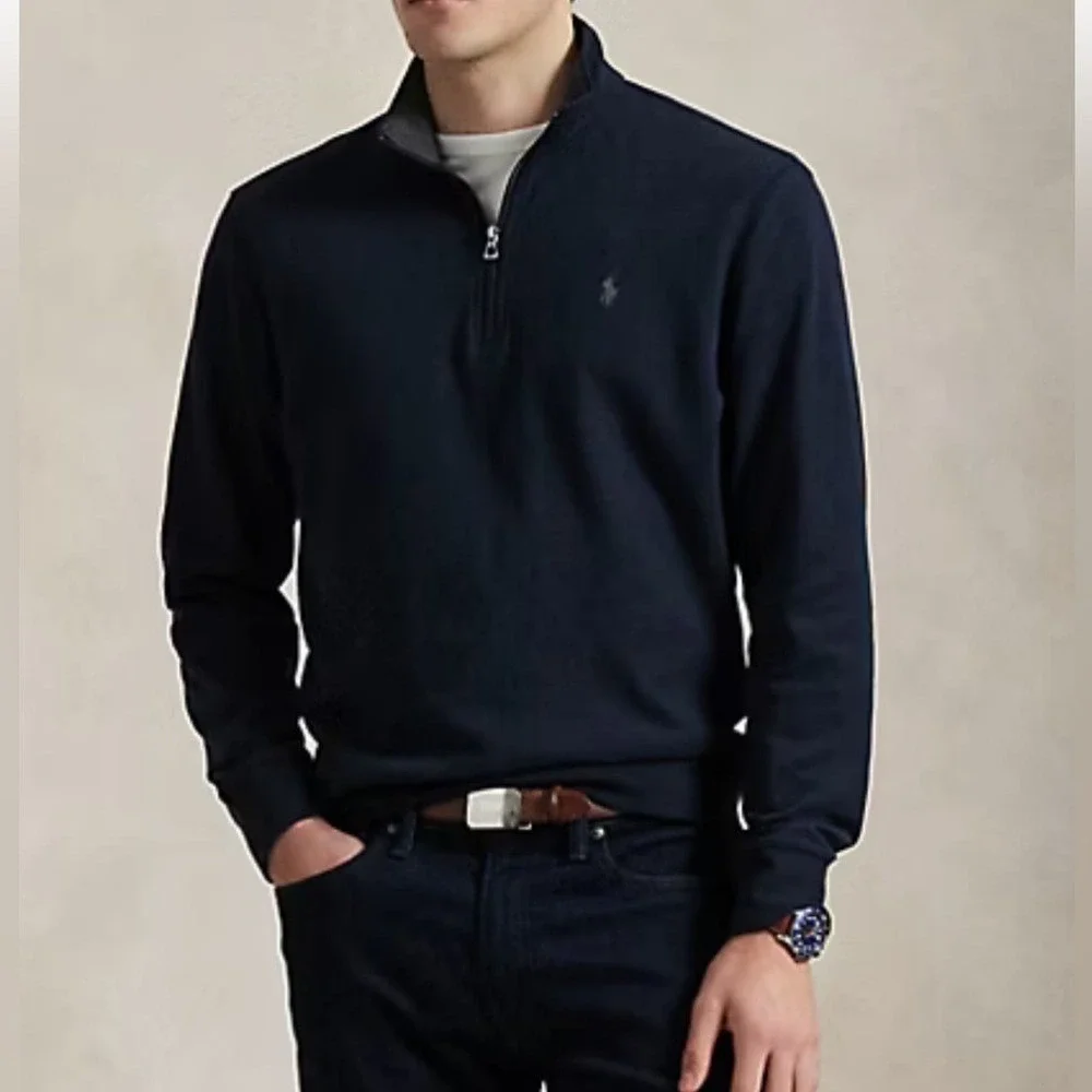 Ralph‎ Lauren Polo Sweater Men's XXL Blue Performance Pullover 1/4 Zip Golf